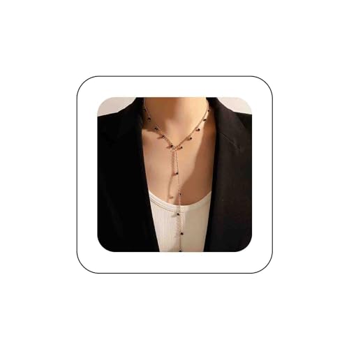 Dervivea Bohème Lariat Halskette Choker Kette Baumelnden Perlen Y Halskette Choker Gold Lange Y Kette Halskette Schwarz Perlen Lariat Halskette Schmuck Für Frauen Und Mädchen von Dervivea