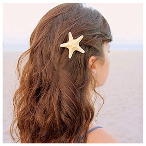 Dervivea Bohème Seestern Haarspange Barrette Seestern Seite Clip Haarnadel Natürlichen Seestern Kopfbedeckung Strand Festival Haarklammer Haarnadel Dekorative Haar-Accessoire Für Frauen von Dervivea