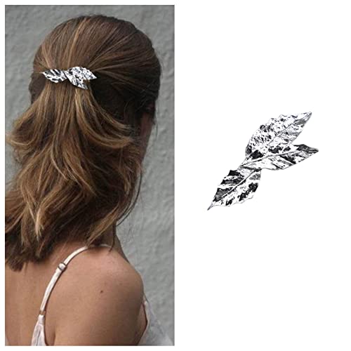 Dervivea Bohemia Blatt Haarspange Barrette Silber Seite Clips Haarnadel Minimalistischen Verlassen Barrette Haarspange Pin Metall Blatt Kopf Clip Haar-Accessoire Für Frauen Und Mädchen Kopfschmuck von Dervivea