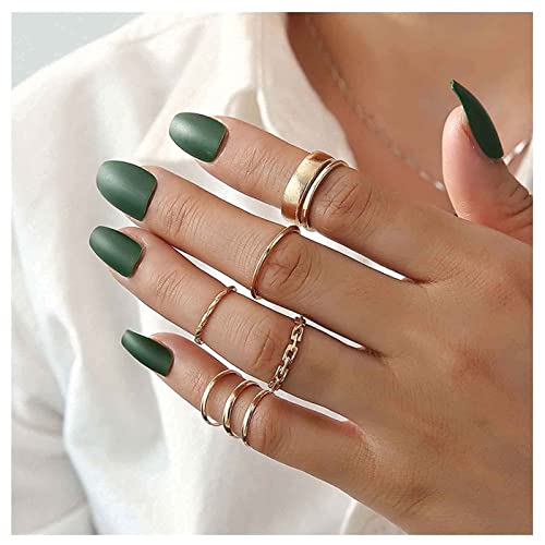 Dervivea Bohemia Gold Knuckle Rings Minimalist Plain Band Ring Vintage Stapelbare Kettenringe Twisted Fingle Ring Set Schmuck für Frauen und Mädchen 7-tlg von Dervivea