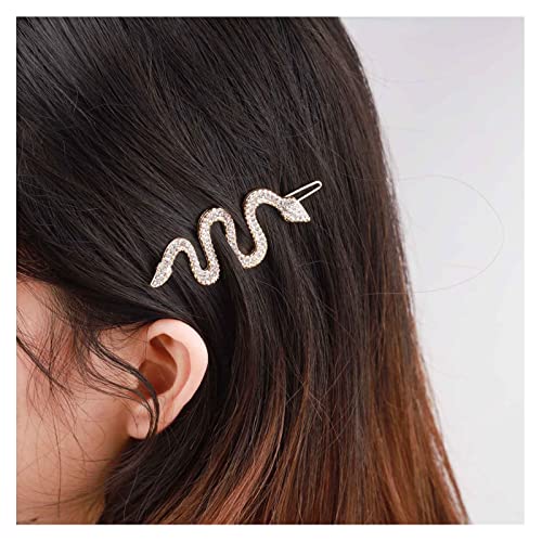 Dervivea Bohemia Kristall Haarspange Barrette Gold Schlange Haarnadel Clip Metall Schlange Haarspange Funkelnde Strass Haarspangen Pin Haarschmuck Für Frauen Und Mädchen Kopfschmuck von Dervivea