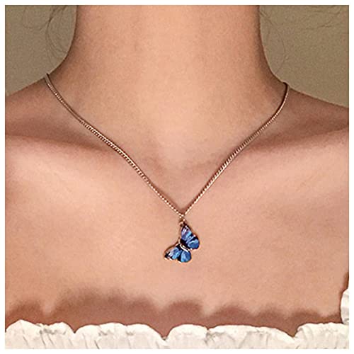 Dervivea Boho Acryl Schmetterling Halskette Halskette Choker Lila Schmetterling Anhänger Halskette Winzige Emaille Schmetterling Halskette Insekt Schmetterling Charme Halskette Schmuck Für Frauen von Dervivea