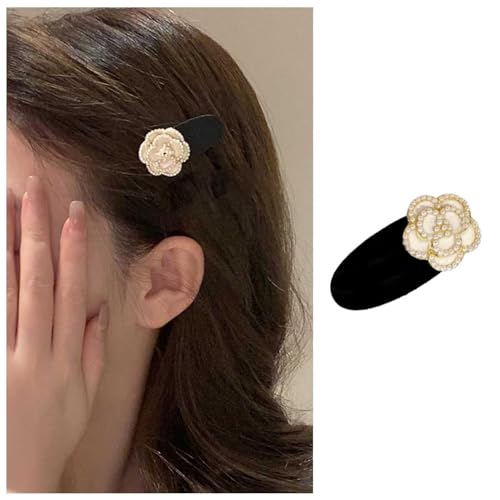 Dervivea Boho Blume Haarspange Barrette Kamelie Haarspange Pin Schwarz Samt Seite Clip Haarnadeln Perle Blume Kopf Clips Elegant Haarspange Kopfbedeckung Dekorative Haarschmuck Für Frauen von Dervivea