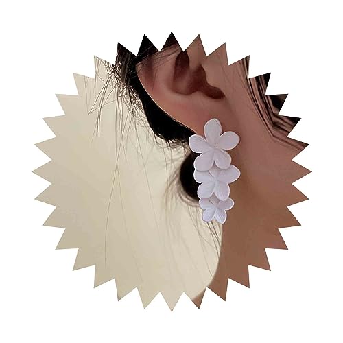 Dervivea Boho Blume Ohrringe Große Emaille Blume Ohrringe Weiße Blume Gänseblümchen Ohrringe Matte Floral Tropfen Ohrringe Schmuck Für Frauen Und Mädchen von Dervivea