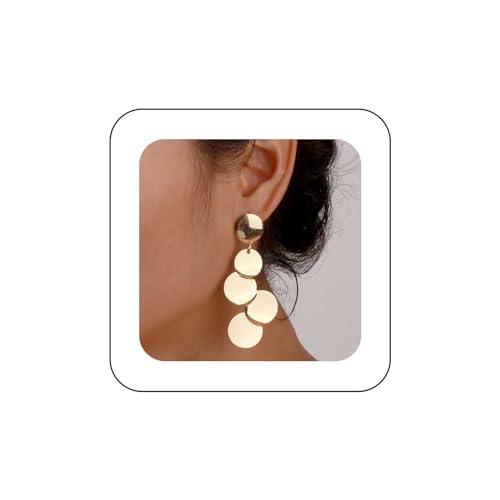 Dervivea Boho Cluster Disc Dangle Ohrringe Gold Disc Coin Stud Ohrringe Round Disc Drop Ohrringe Metal Coin Ohrringe Schmuck Für Frauen Und Mädchen von Dervivea