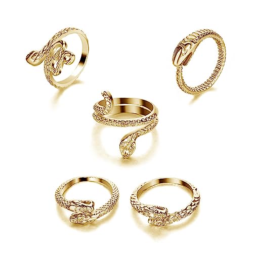 Dervivea Boho Geschichtet Schlange Knöchel Ringe Gold Stapelbar Serpent Offene Ringe Punk Schlange Fingerringe Multi Schlange Ringe Set Schmuck Für Frauen Und Mädchen 5pcs Dervivea Boho Geschichtet Schlange Knöchel Ringe Gold Stapelbar Serpent Offene Ringe Punk Schlange Fingerringe Multi Schlange Ringe Set Schmuck Für Frauen Und Mädchen 5pcs von Dervivea