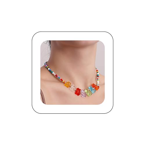 Dervivea Boho Gummibärchen Anhänger Halskette Regenbogen Samenperlen Choker Halskette Teddybär Halskette Acrylbär Kragen Halskette Bunte Bären Halskette Reisperlen Halskette Schmuck Für Frauen Dervivea Boho Gummibärchen Anhänger Halskette Regenbogen Samenperlen Choker Halskette Teddybär Halskette Acrylbär Kragen Halskette Bunte Bären Halskette Reisperlen Halskette Schmuck Für Frauen von Dervivea