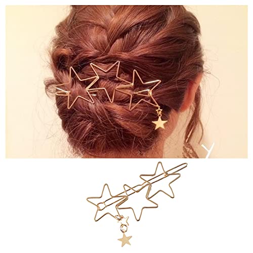 Dervivea Boho Hohlen Stern Haarspangen Barrette Minimalistischen Gold Haarnadel Stern Tropfen Haarspange Metall Geometrie Haarspange Pin Haar-Accessoire Für Frauen Und Mädchen Kopfschmuck von Dervivea