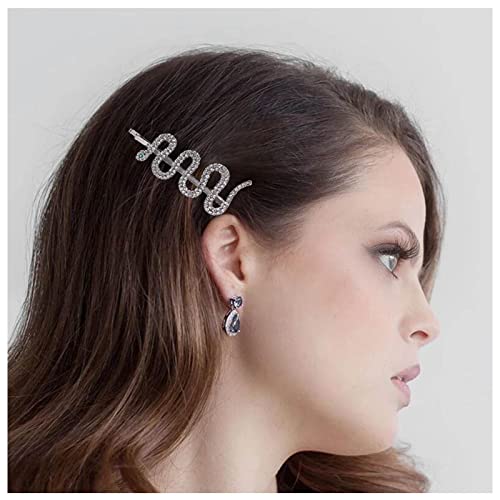 Dervivea Boho Kristall Haarspange Barrette Metall Schlange Haarspange Silber Schlange Haarnadel Bobby Pin Funkelnden Strass Haarnadel Clips Haarschmuck Für Frauen Und Mädchen Kopfschmuck von Dervivea