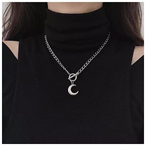 Dervivea Boho Mond Choker Halskette Halbmond Anhänger Halskette Silber Halbmond Halskette Halbmond Verschluss Halskette Schmuck Für Frauen Und Mädchen von Dervivea