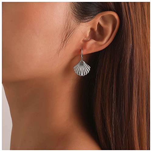 Dervivea Boho Muschel Ohrringe Muschel Baumeln Huggie Ohrringe Retro Muschel Ohrringe Silber Muschel Ohrringe Schmuck Für Frauen Und Mädchen von Dervivea