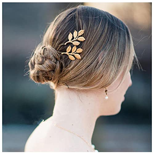 Dervivea Boho Olivenblatt Haarspange Barrette Goldblätter Haarnadel Vintage Olivenzweig Bobby Pin Metallblätter Hochzeit Haarschmuck Für Frauen Und Mädchen Kopfschmuck Packung Mit 2 von Dervivea