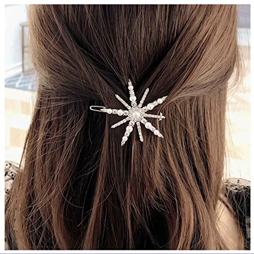 Dervivea Boho Perle Kristall Haarspange Haarspange Schneeflocke Haarspange Pin Gold Cz Stern Bobby Pin Clips Vintage Perle Seite Clip Haarnadel Dekorativer Haarschmuck für Frauen und Teenager von Dervivea