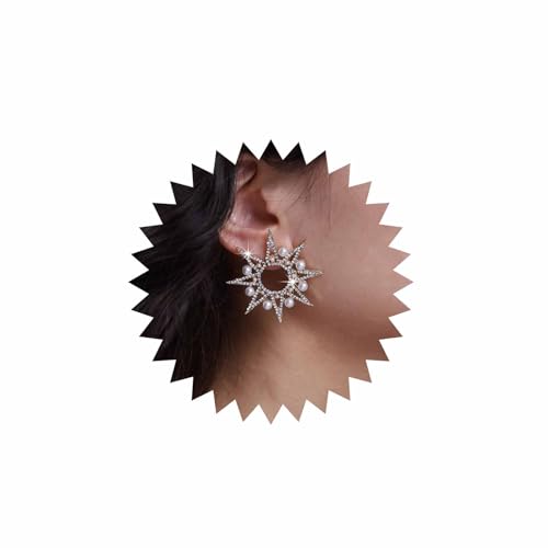 Dervivea Boho Perle Starburst Ohrring Kristall Starburst Ohrstecker Ohrringe Gold Cz Stern Ohrstecker Stern Perle Ohrringe Übertrieben Himmlischen Stern Ohrringe Schmuck Für Frauen Und Mädchen von Dervivea