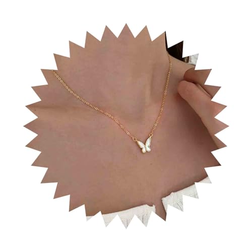 Dervivea Boho Schmetterling Anhänger Halskette Perlmutt Schmetterling Halskette Gold Buterfly Choker Halskette Minimalistisch Winziger Schmetterling Kette Halskette Schmuck Für Frauen Und Mädchen von Dervivea