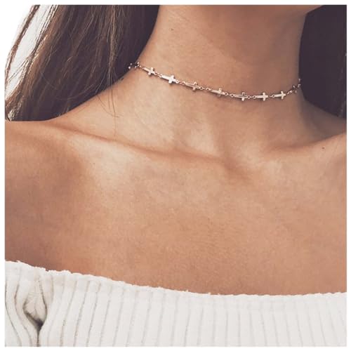 Dervivea Boho Sideway Kreuz Choker Halskette Gold Glaube Kreuz Kragen Halskette Kleines Kreuz Halskette Choker Kurzes Kreuz Kette Halskette Schmuck Für Frauen Und Mädchen von Dervivea