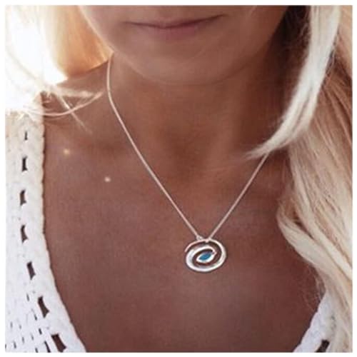 Dervivea Boho Spirale Halskette Choker Spirale Anhänger Halskette Silber Maori Koru Halskette Minimalistische Ozean Welle Halskette Kette Schmuck Für Frauen Und Mädchen von Dervivea