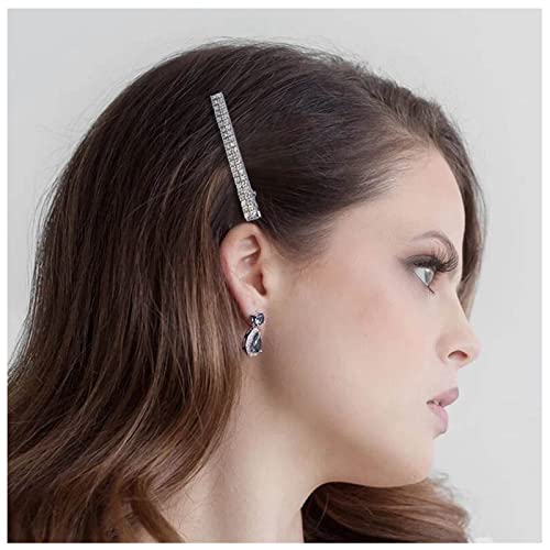 Dervivea Boho Strass Bar Haarspange Haarspange Kristall Rechteckig Seitenclip Bobby Pin Silber Cz Reihe Haarspangen Glänzende Hochzeiten Braut Haarspangen Dekorativer Haarschmuck für Frauen von Dervivea