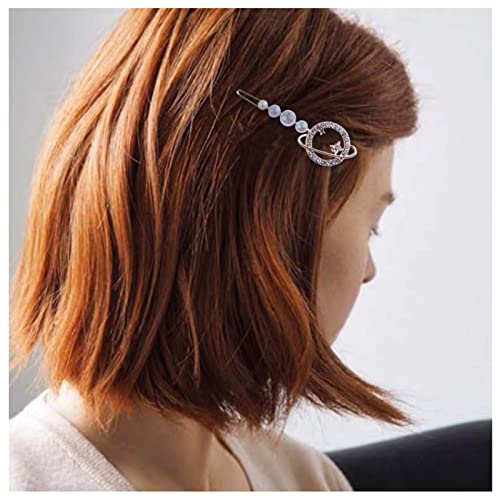 Dervivea Boho Strass Perle Haarnadeln Planet Perle Seite Clip Barrette Kristall Himmlischen Stern Haarnadel Clips Gold Perle Haarspange Pin Dekorative Haarschmuck Für Frauen Und Mädchen Kopfschmuck von Dervivea