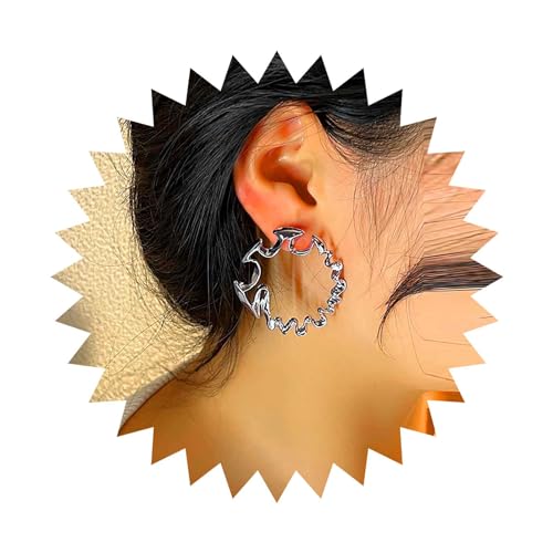 Dervivea Boho Unregelmäßiger Kreis Ohrringe Großer Kreis Ohrstecker Silber Offener Reif Ohrringe Übertrieben Geometrische Ohrringe Schmuck Für Frauen Und Mädchen von Dervivea