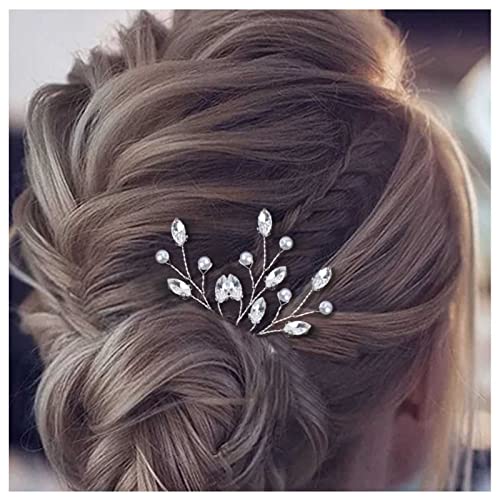 Dervivea Braut Perle Kristall Haarnadeln Silber Strass Hochzeit Haarnadel Winzige Perle Haarnadeln Vintage Perle Braut Haarnadeln Dekorative Haarschmuck Für Frauen Und Mädchen Packung Von 3 von Dervivea