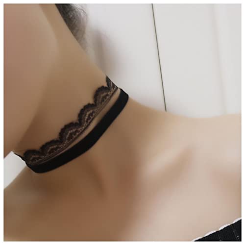 Dervivea Chokerhalskette aus Gothic-Layer, Samt, schwarze Spitzenhalskette, hohle Spitze, Chokerhalskette, Vintage-Tattoo, Chokerhalsband, Schmuck für Frauen und Mädchen von Dervivea