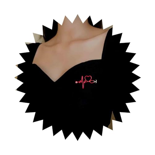 Dervivea Elektrokardiogramm Stethoskop Brosche Pin Emaille Elektrokardiogramm Broschen Pin Rot Liebe Herz Brosche Revers Pin Stethoskop Brosche Pin Stethoskop Herz Brosche Pin Für Frauen Und Mädchen von Dervivea