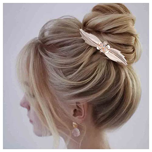 Dervivea Französisch Metall Blatt Haar Kamm Kristall Blume Braut Haar Kämme Gold Blätter Haar Kamm Kopfstücke Braut Hochzeit Blatt Haar Kamm Dekorative Haarschmuck Für Frauen Und Mädchen Kopfschmuck von Dervivea