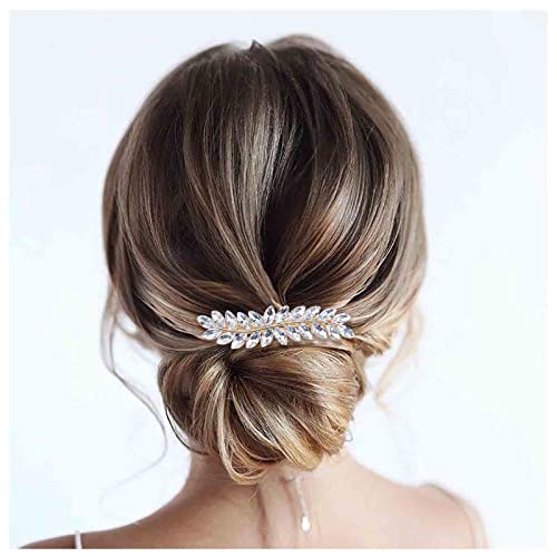 Dervivea Französische Strass Blatt Haarspange Barrette Glitzernde Kristall Haarspange Pin Blattgold Braut Haarspangen Glänzende Hochzeit Haarspange Clip Dekorative Haarschmuck Für Frauen von Dervivea