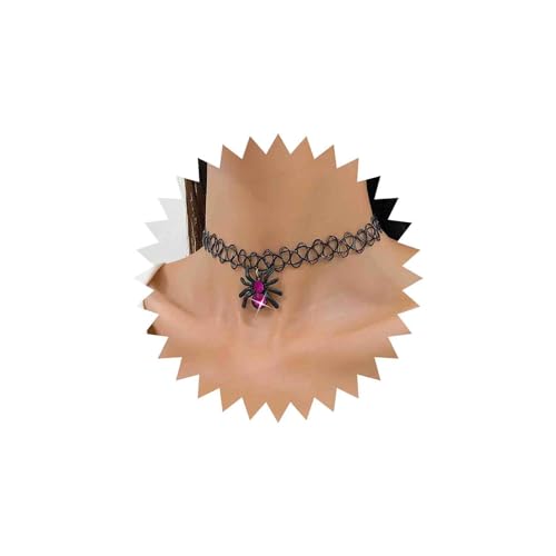 Dervivea Gothic Amethyst Spinne Choker Halskette Schwarze Spitze Tattoo Kragen Halskette Kristall Spinne Halskette Schwarze Spinne Tattoo Halskette Schmuck Für Frauen Und Mädchen von Dervivea