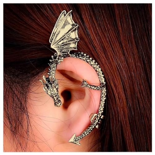 Dervivea Gothic Drachen Ohrhänger Ohrringe Gold Drachen Ohrclip Ohrringe Punk Metall Drachen Ohrmanschette Ohrringe Übertrieben Drachen Ohrstecker Ohrringe No Piercing Ohrringe Schmuck Für Frauen von Dervivea