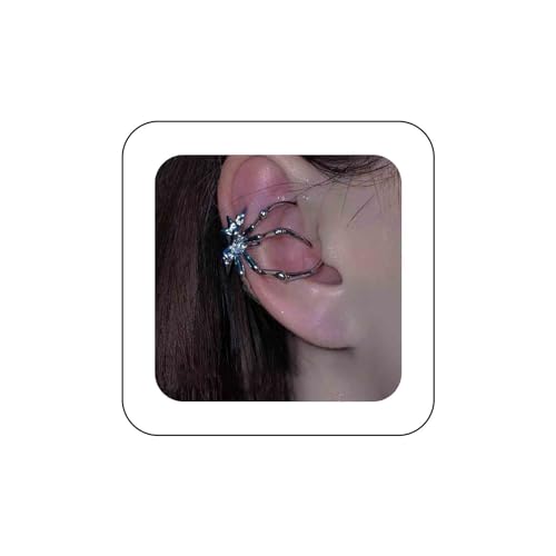 Dervivea Gothic Silber Spinne Ohrmanschette Ohrring Spinne Wrap Manschette Ohrring Punk Spinne Knorpel Clip Ohrring Non Piercing Ohrring Holloween Tier Manschette Ohrring Schmuck Für Frauen von Dervivea