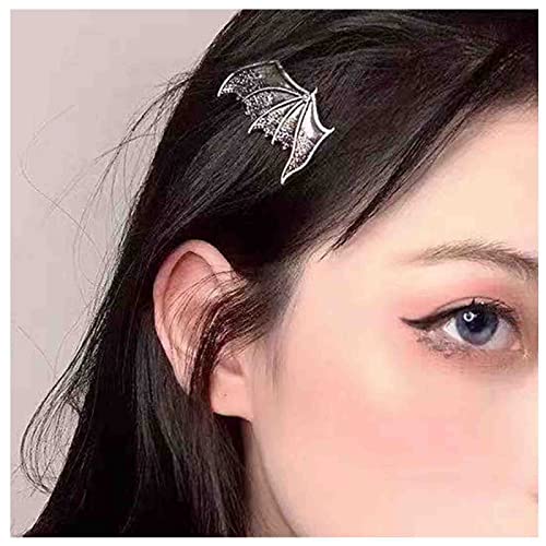 Dervivea Gothic Silberne Flügel Haarspange Fledermaus Flügel Haarspange Pin Horror Fledermaus Haarspangen Halloween Fledermaus Flügel Haarnadeln Dekoratives Haarzubehör Packung Von 2 von Dervivea