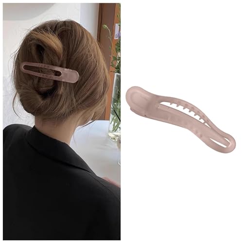 Dervivea Große Krokodil-Haarspangen, matt, Entenschnabel-Clip, französische Acryl-Haarspange, rosa Kunststoff, flache Haarspange, minimalistischer Pferdeschwanz, dekoratives Haar-Accessoire für Frauen von Dervivea