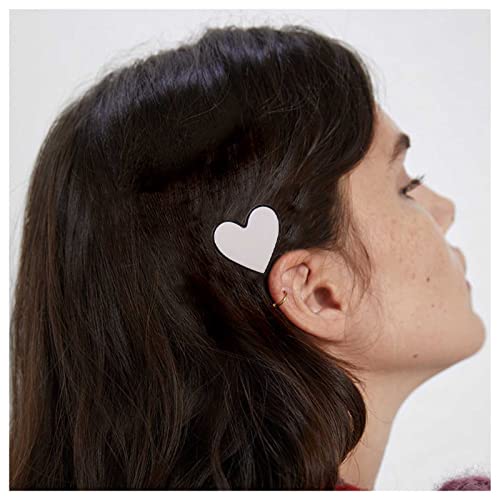 Dervivea Herz-Haarspange, weißes Herz-Haarspange, seitlicher Clip, minimalistisch, Herz-Haarspangen, Nadelschnitt, dekoratives Haarzubehör für Frauen und Mädchen, Kopfschmuck (weißes Herz) von Dervivea