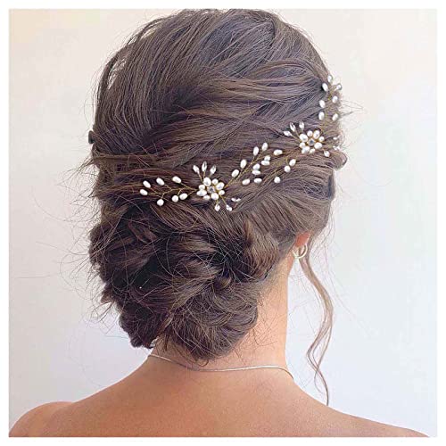 Dervivea Hochzeit Strass Perle Haarnadeln Barrette Kristall Blume Haarnadeln Clip Kristall Blatt Kopfbedeckung Vintage Perle Haarteile Dekorative Haarschmuck Für Frauen Und Mädchen Packung Von 2 von Dervivea