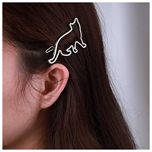 Dervivea Katze Haarspange Barrette Silber Tier Haarnadeln Clip Hohle Katze Seite Clip Haarnadel Minimalistischen Metall Haarspangen Dekorative Haarschmuck Für Frauen Und Mädchen Kopfschmuck von Dervivea