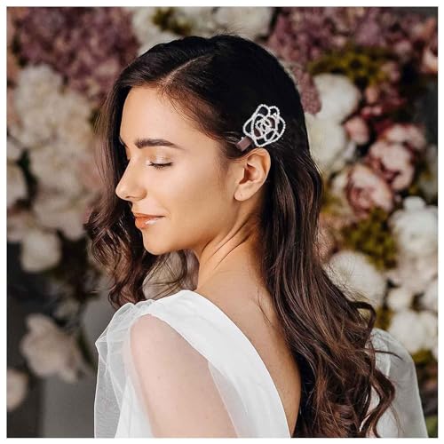 Dervivea Kristall Blumen Haarspange Barrette Hohle Blumen Haarspangen Pin Offen Floral Side Clip Haarnadel Strass Haarspange Glitzernde Cz Blume Haarspange Haarschmuck Für Frauen Und Mädchen(blume) von Dervivea