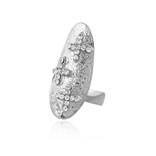 Dervivea Kristall Kreuz Fingerspitze Ring Silber Cz Fingernagel Strass Aussage Nagelringe Glaube Kreuz Fingerring Nagelschmuck Für Frauen Und Mädchen(Silbernes Kreuz) von Dervivea