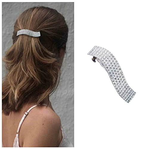 Dervivea Kristall Strass Haarspange Barrette Große Geometrische Haarspange Französisch Pferdeschwanz Halter Haarspange Silber Quadratische Haarspangen Dekorative Haarschmuck Für Frauen Und Mädchen von Dervivea