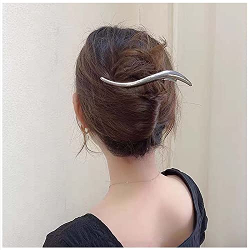 Dervivea Minimalistische Metall Haarspange Haarspange Große Lange Alligator Haarspangen Anstecknadel Boho Silber Haarspangen S Form Haarspange Haarspange Zubehör für Frauen und Mädchen Kopfschmuck von Dervivea