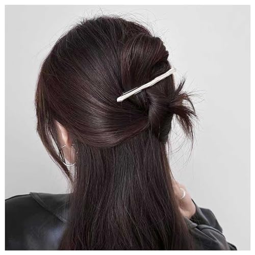 Dervivea Minimalistische Metall Haarspange Silber Geometrisch Haarspange Clip Rohr Haarspange Klemme Französisch Pferdeschwanz Halter Haarspangen Dekorative Haarschmuck Für Frauen Und Mädchen von Dervivea