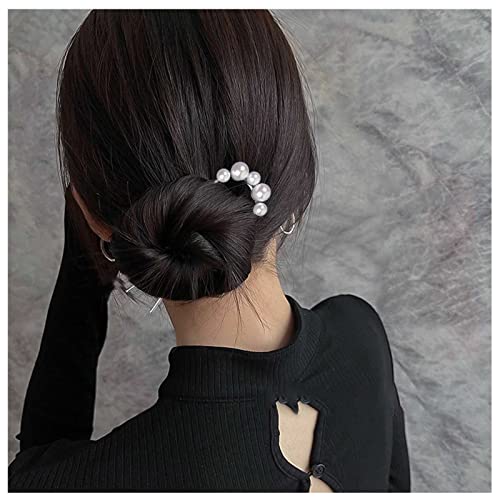 Dervivea Minimalistische Perle U-Form Haarnadel Metall Silber Haar Gabel Stick Hochsteckfrisur Stöcke Clip Französisch Perle Haarnadel Dekorative Haarschmuck Für Frauen Und Mädchen Kopfschmuck von Dervivea