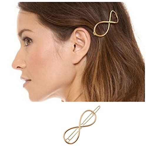 Dervivea Minimalistische Unendlichkeit Haarspangen Barrette Unendlichkeit Seite Clip Haarnadel Gold Geometrische Haarnadel Clips Metall Unendlichkeit Haarspange Pin Dekorative Haar-Accessoires von Dervivea