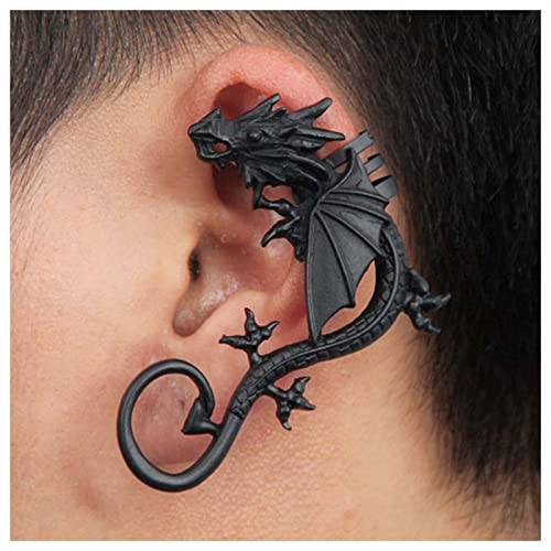 Dervivea Punk Fliegender Drache Ohrhänger Ohrringe Schwarzer Drache Ohrclip Ohrringe Metall Drachen Ohrstecker Ohrringe Gothic Übertrieben Ohrhänger Ohrringe No Piercing Ohrringe Schmuck Für Frauen von Dervivea