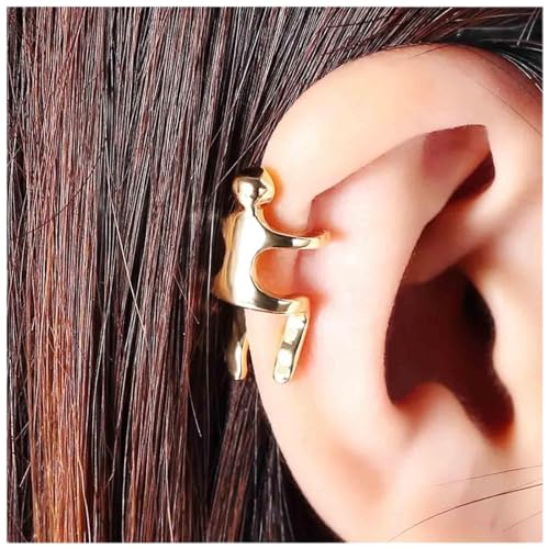 Dervivea Punk Klettern Mann Ohr Manschette Ohrringe Gold Mann Manschette Wrap Ohrringe Winzigen Menschlichen Knorpel Clip Ohrringe Kein Piercing Manschette Clip Ohrring Schmuck Für Frauen Und Mädchen von Dervivea