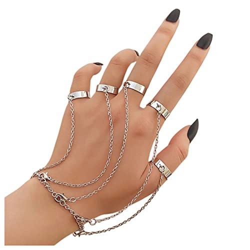 Dervivea Punk Layered Fingerringe Armbänder Silber Quaste Kettenarmband Slave Fingerringe Armband Gothic Slave Armband Schmuck für Frauen und Mädchen Dervivea Punk Layered Fingerringe Armbänder Silber Quaste Kettenarmband Slave Fingerringe Armband Gothic Slave Armband Schmuck für Frauen und Mädchen von Dervivea