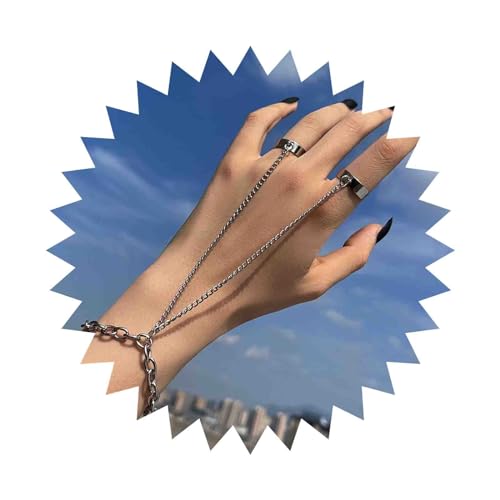 Dervivea Punk Layered Tassel Chain Bracelet Silber Fingerringe Armbänder Sklaven Fingerringe Armband Goth Slave Bracelet Schmuck Für Frauen Und Mädchen von Dervivea