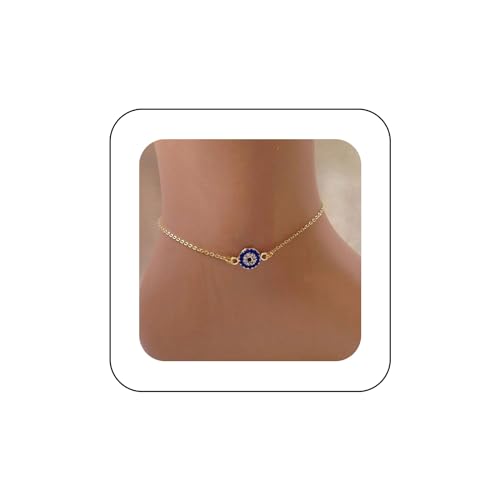 Dervivea Punk Saphir Böses Auge Fußkettchen Gold Türkisches Auge Fußkettchen Kette Cz Böses Auge Fußkettchen Armband Verstellbar Glück Auge Fußkettchen Fußkette Sommer Strand Fußkettchen Schmuck Für von Dervivea