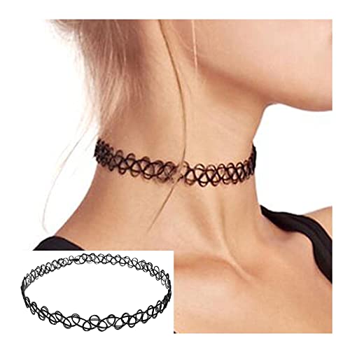 Dervivea Schwarzes Halsband Kurzes Tattoo Halsband Henna Tattoo 90er Halsband Halskette Elastisches Tattoo Halskette Schmuck Für Frauen Und Mädchen von Dervivea